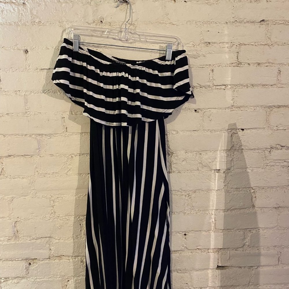 Adorable Black/White Stripe Dress Strapless/Off-Shoulder/1-Shoulder/Sleeveless!
